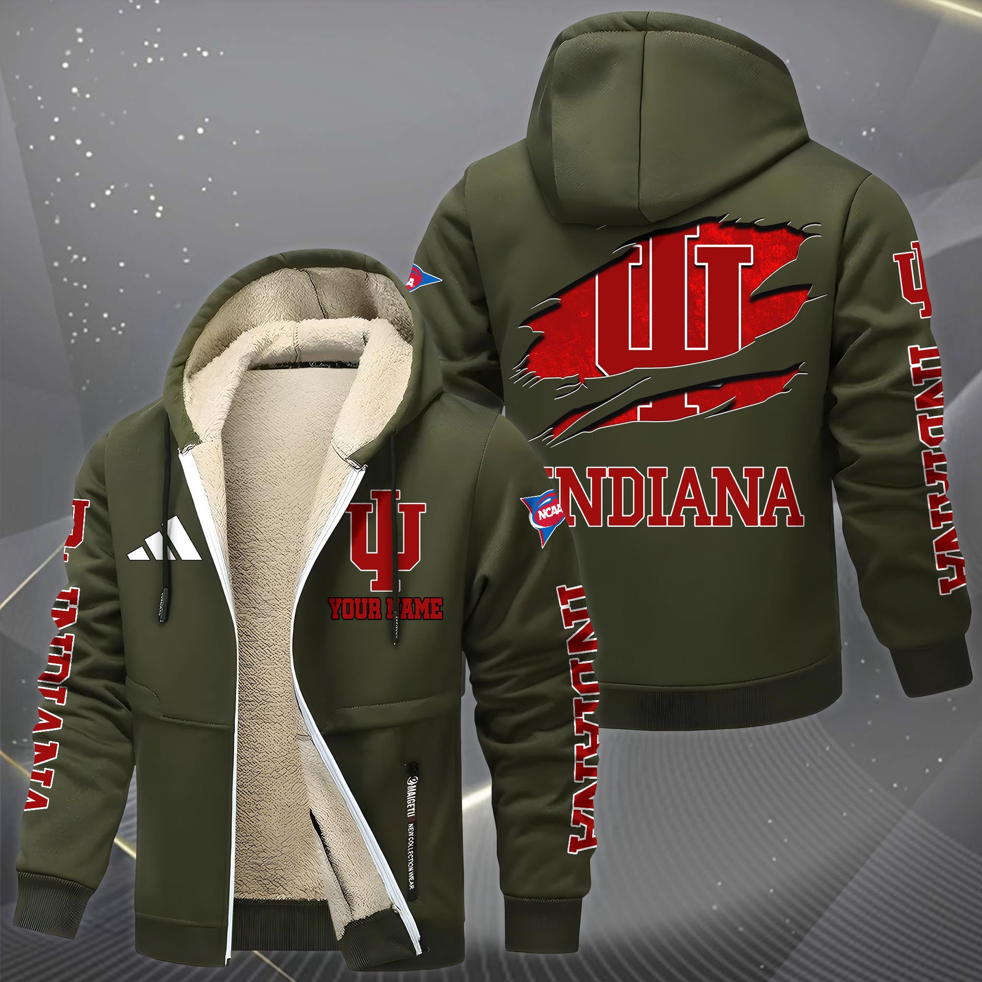 Indiana Hoosiers Hoodie Zip Velvet Coat Custom Your Name, Sport Jacket, Gifts For Fan EHIVM-1231234