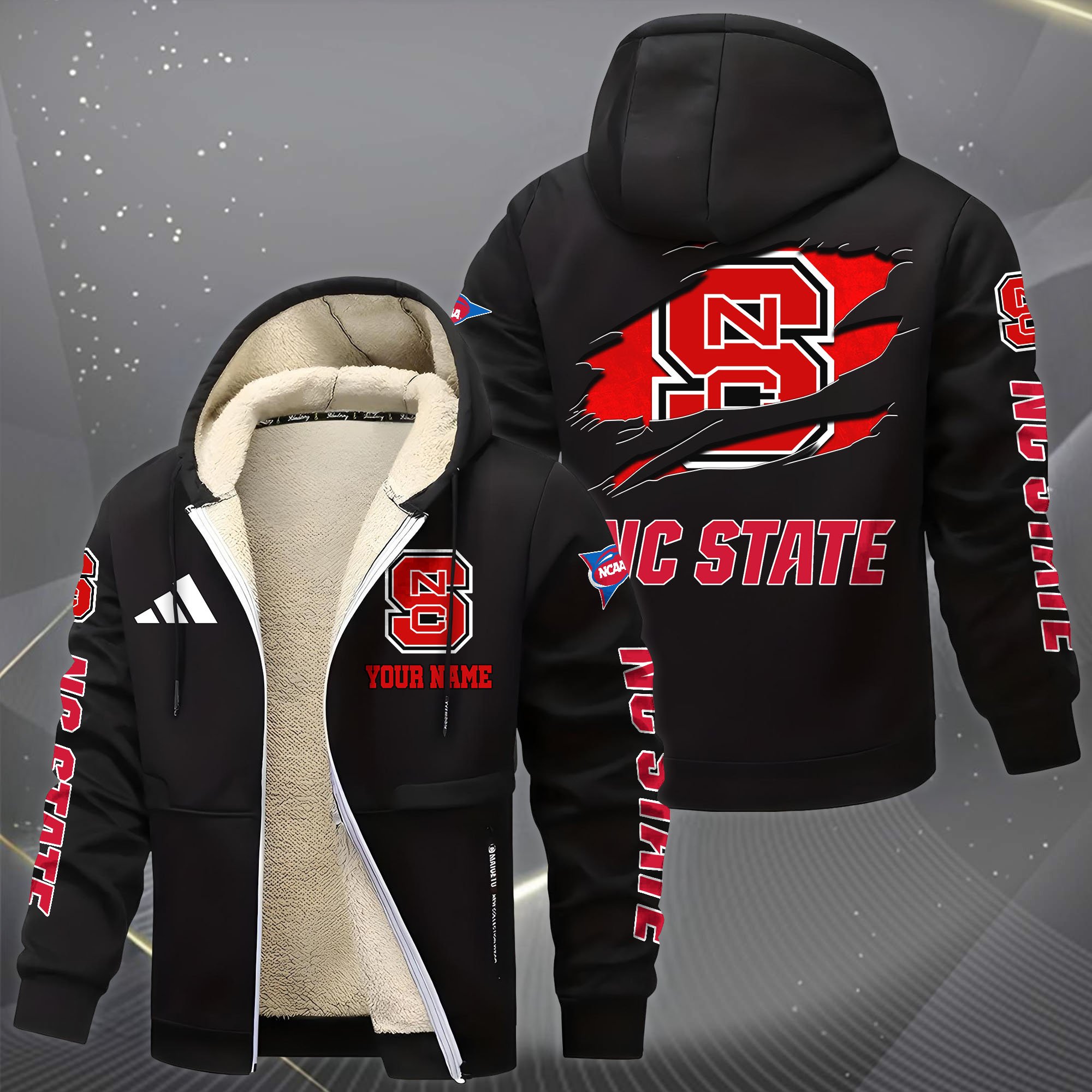 Alternative view of NC State Wolfpack Hoodie Zip Velvet Coat Custom Your Name, Sport Jacket, Gifts For Fan EHIVM-1231234