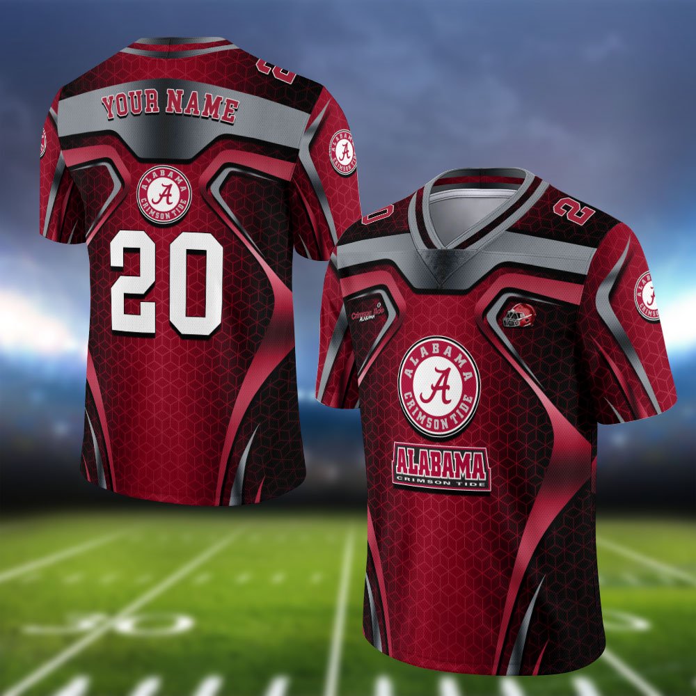 Alabama Crimson Tide Vneck Football Jersey 2024 Version Personalized Your Name And Number, Football Jersey For Football Lovers ETHY-0102275