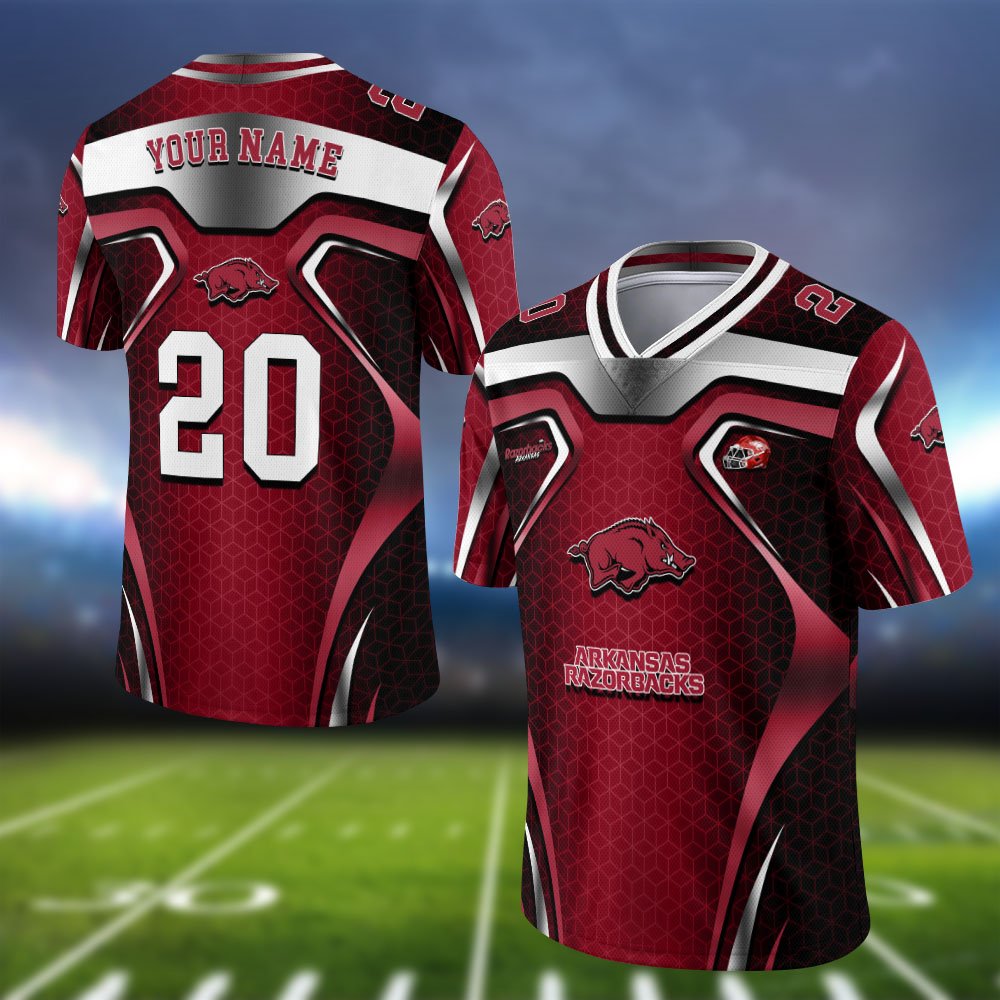 Arkansas Razorbacks Vneck Football Jersey 2024 Version Personalized Your Name And Number, Football Jersey For Football Lovers ETHY-0102275