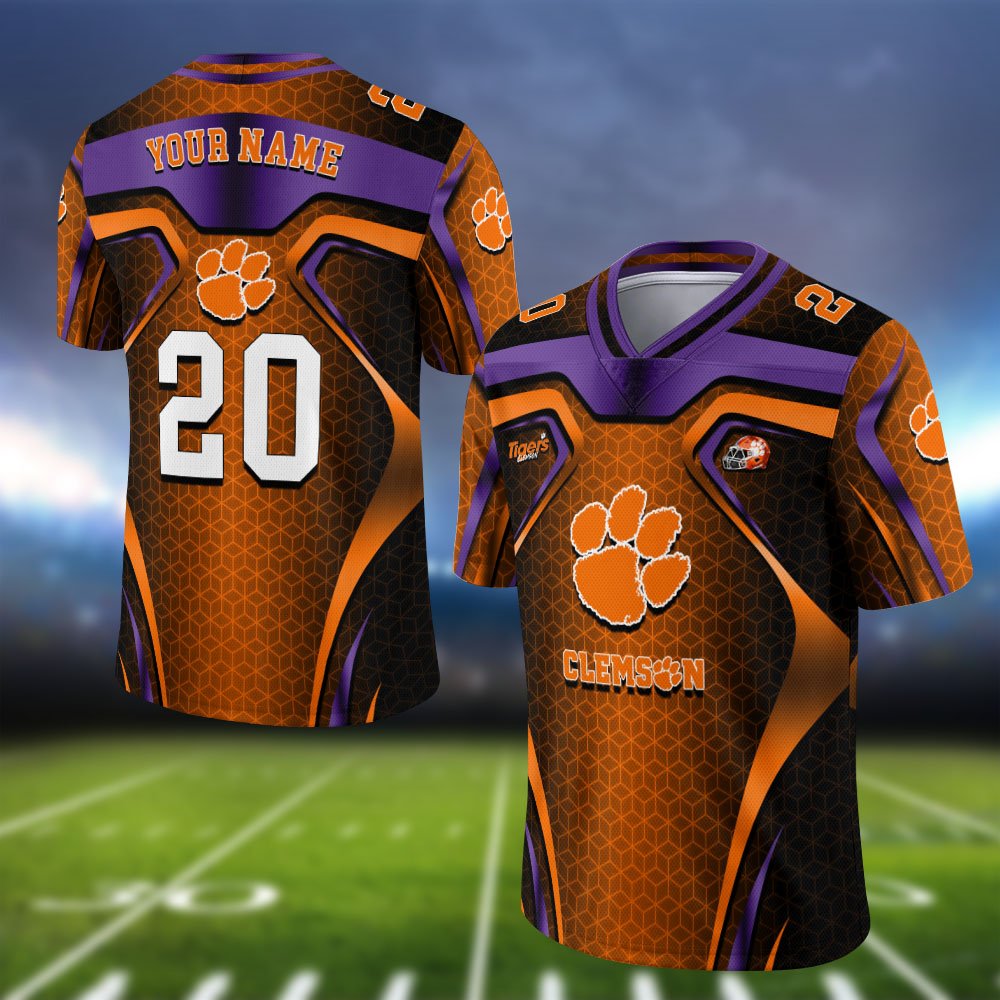 Clemson Tigers Vneck Football Jersey 2024 Version Personalized Your Name And Number, Football Jersey For Football Lovers ETHY-0102275