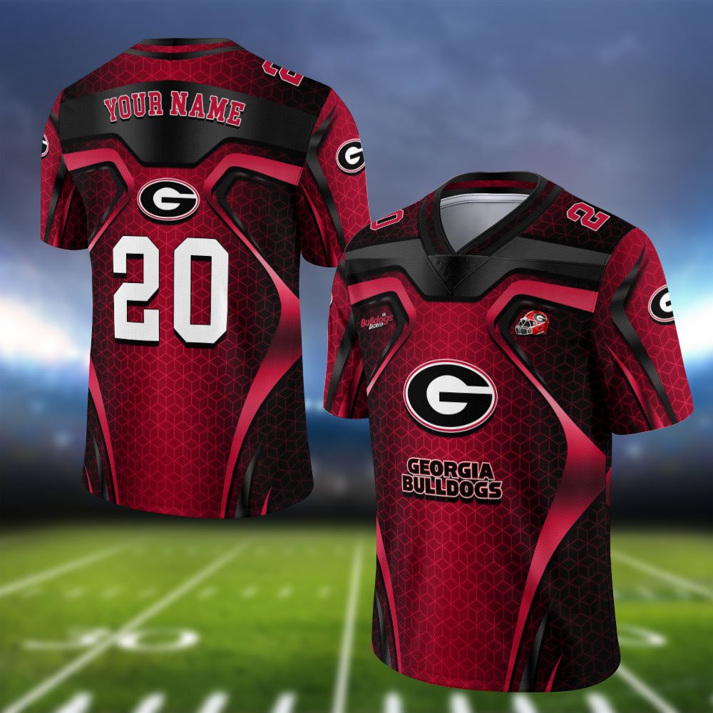 Georgia Bulldogs Vneck Football Jersey 2024 Version Personalized Your Name And Number, Football Jersey For Football Lovers ETHY-0102275