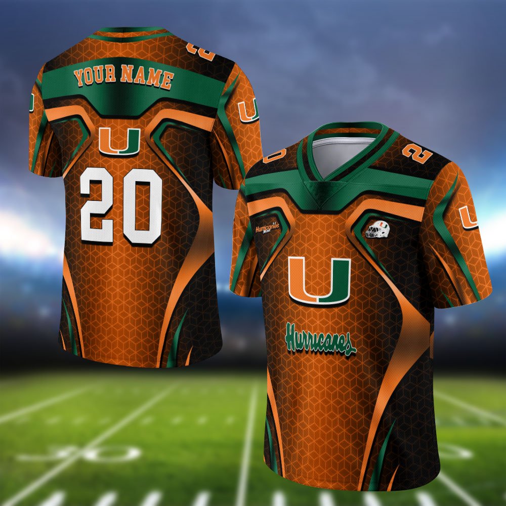 Miami Hurricanes Vneck Football Jersey 2024 Version Personalized Your Name And Number, Football Jersey For Football Lovers ETHY-0102275