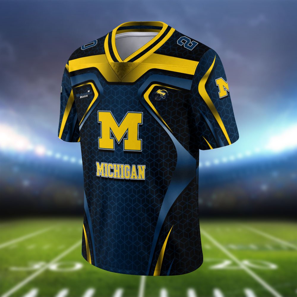 Alternative view of Michigan Wolverines Vneck Football Jersey 2024 Version Personalized Your Name And Number, Football Jersey For Football Lovers ETHY-0102275