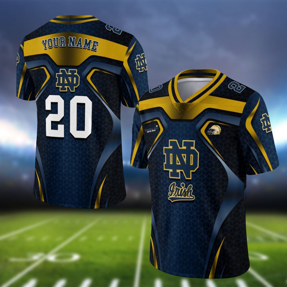 Notre Dame Fighting Irish Vneck Football Jersey 2024 Version Personalized Your Name And Number, Football Jersey For Football Lovers ETHY-0102275