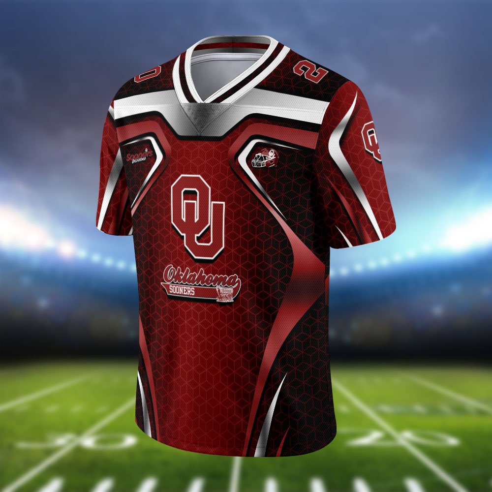 Alternative view of Oklahoma Sooners Vneck Football Jersey 2024 Version Personalized Your Name And Number, Football Jersey For Football Lovers ETHY-0102275