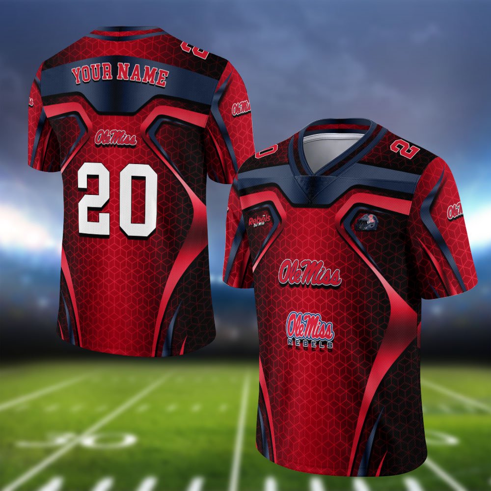 Ole Miss Rebels Vneck Football Jersey 2024 Version Personalized Your Name And Number, Football Jersey For Football Lovers ETHY-0102275