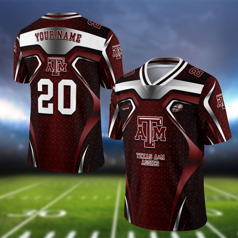 Texas A&M Aggies Vneck Football Jersey 2024 Version Personalized Your Name And Number, Football Jersey For Football Lovers ETHY-0102275