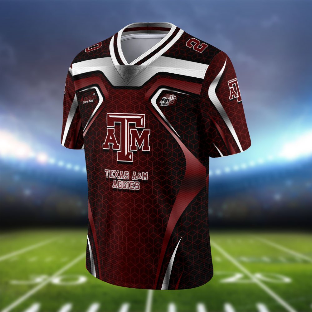 Alternative view of Texas A&M Aggies Vneck Football Jersey 2024 Version Personalized Your Name And Number, Football Jersey For Football Lovers ETHY-0102275