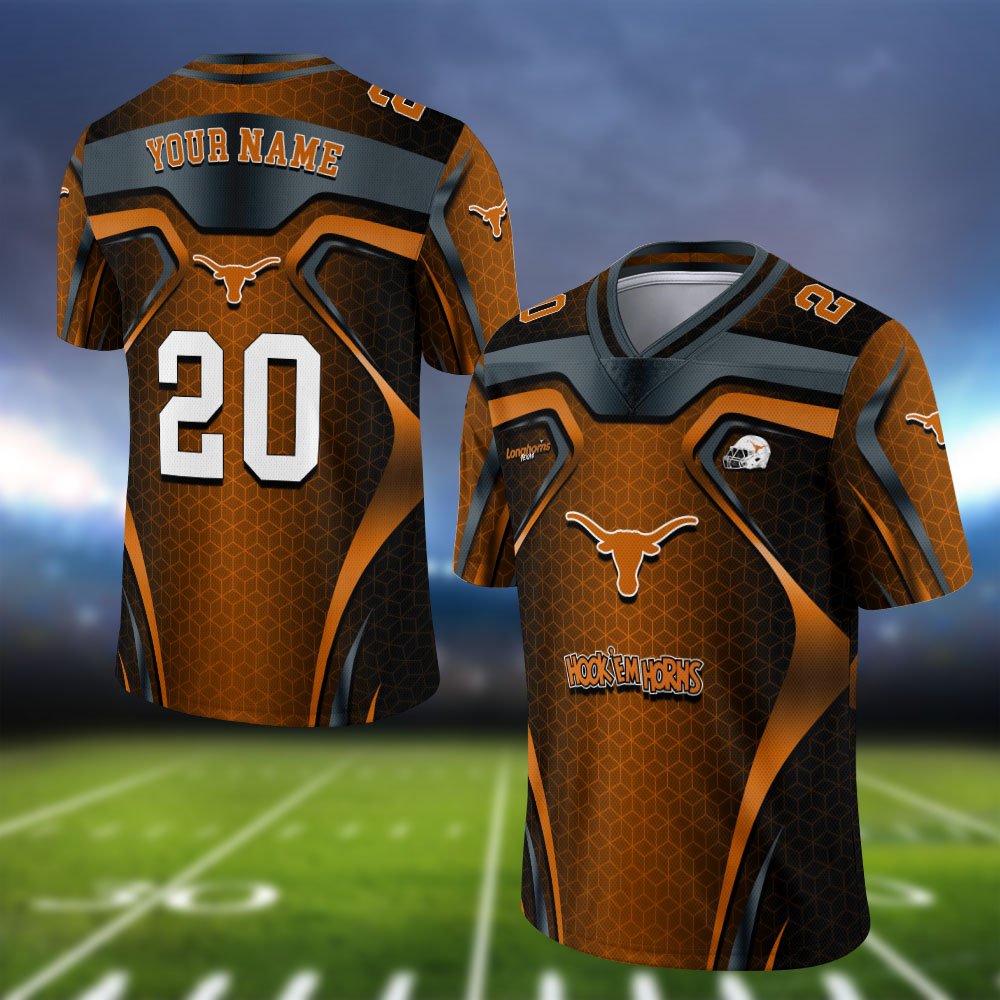 Texas Longhorns Vneck Football Jersey 2024 Version Personalized Your Name And Number, Football Jersey For Football Lovers ETHY-0102275