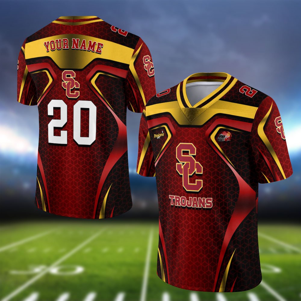 USC Trojans Vneck Football Jersey 2024 Version Personalized Your Name And Number, Football Jersey For Football Lovers ETHY-0102275