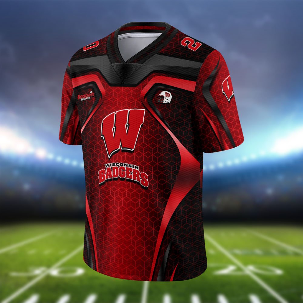 Alternative view of Wisconsin Badgers Vneck Football Jersey 2024 Version Personalized Your Name And Number, Football Jersey For Football Lovers ETHY-0102275