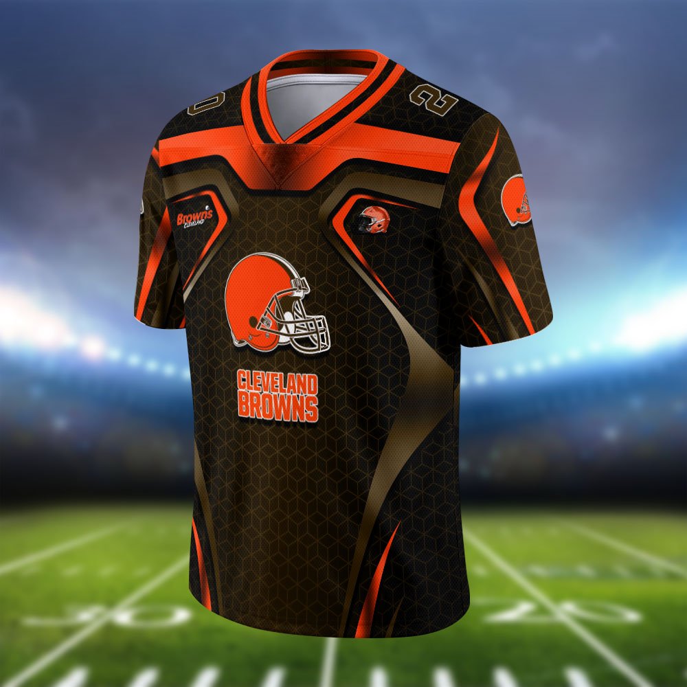 Alternative view of Cleveland Browns Vneck Football Jersey 2024 Version Personalized Your Name And Number, Football Jersey For Football Lovers ETHY-0102275