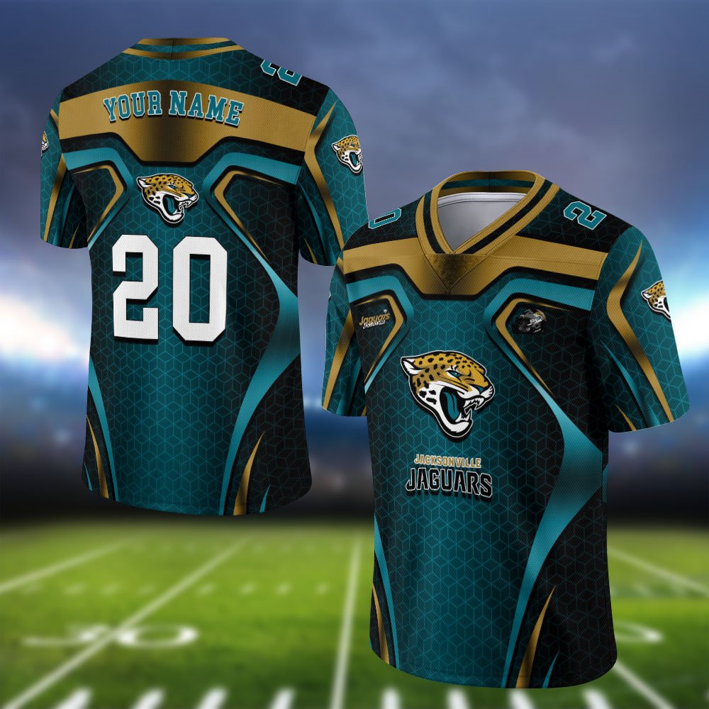 Jacksonville Jaguars Vneck Football Jersey 2024 Version Personalized Your Name And Number, Football Jersey For Football Lovers ETHY-0102275