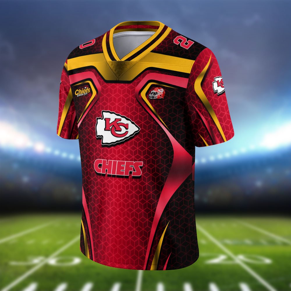 Alternative view of Kansas City Chiefs Vneck Football Jersey 2024 Version Personalized Your Name And Number, Football Jersey For Football Lovers ETHY-0102275