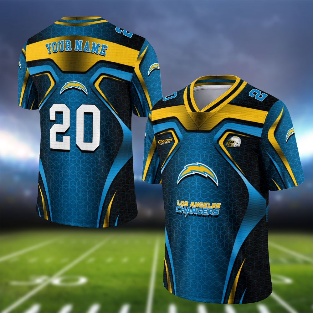 Los Angeles Chargers Vneck Football Jersey 2024 Version Personalized Your Name And Number, Football Jersey For Football Lovers ETHY-0102275