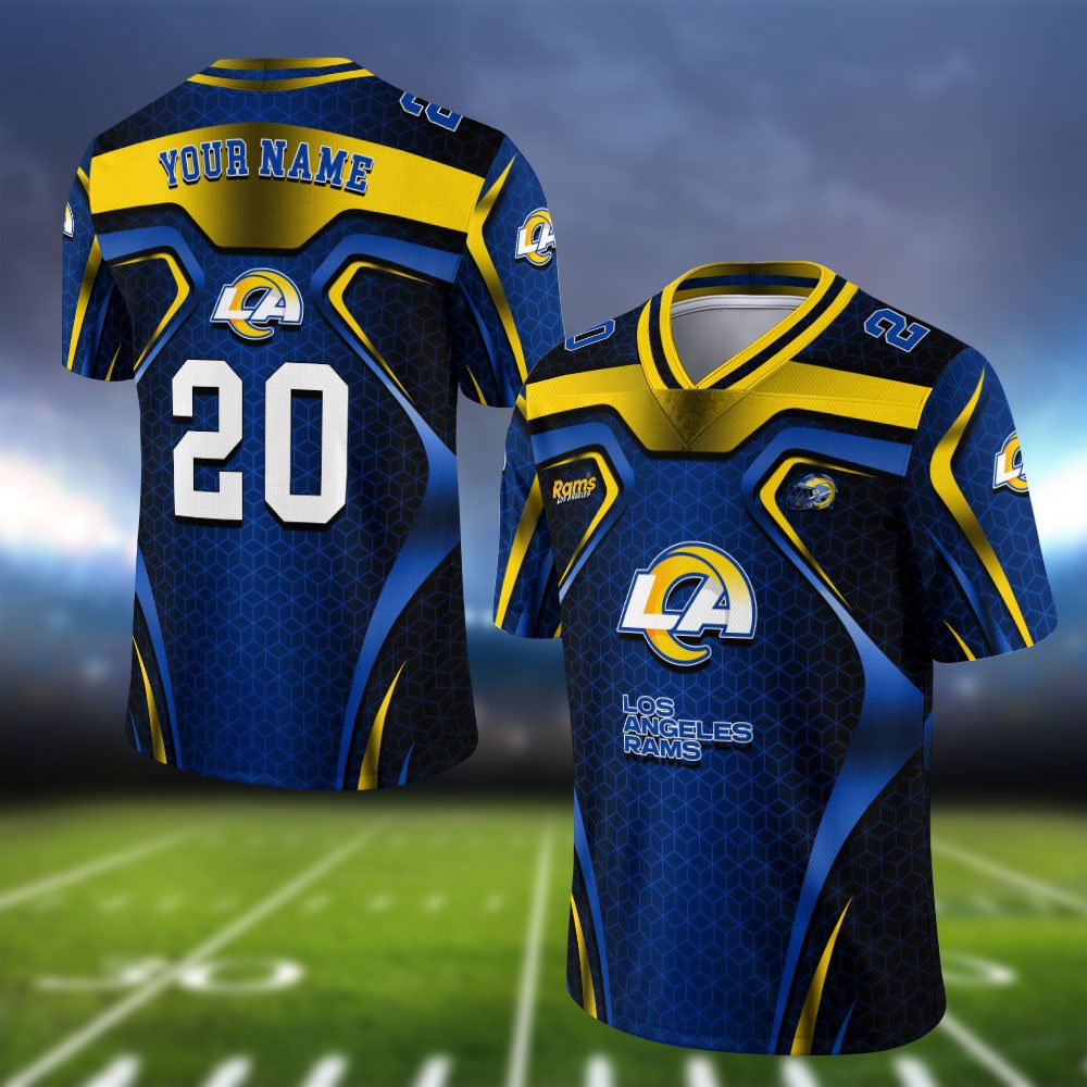 Los Angeles Rams Vneck Football Jersey 2024 Version Personalized Your Name And Number, Football Jersey For Football Lovers ETHY-0102275