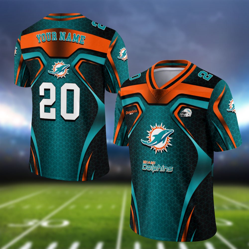 Miami Dolphins Vneck Football Jersey 2024 Version Personalized Your Name And Number, Football Jersey For Football Lovers ETHY-0102275