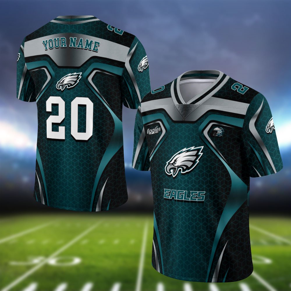 Philadelphia Eagles Vneck Football Jersey 2024 Version Personalized Your Name And Number, Football Jersey For Football Lovers ETHY-0102275