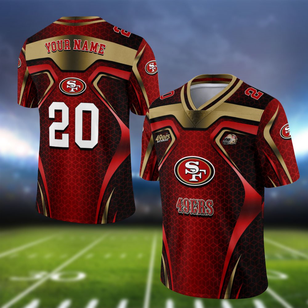 San Francisco 49ers Vneck Football Jersey 2024 Version Personalized Your Name And Number, Football Jersey For Football Lovers ETHY-0102275