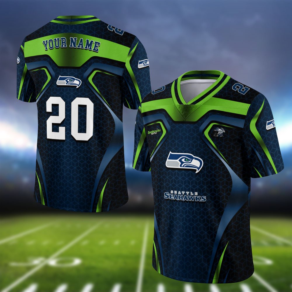 Seattle Seahawks Vneck Football Jersey 2024 Version Personalized Your Name And Number, Football Jersey For Football Lovers ETHY-0102275