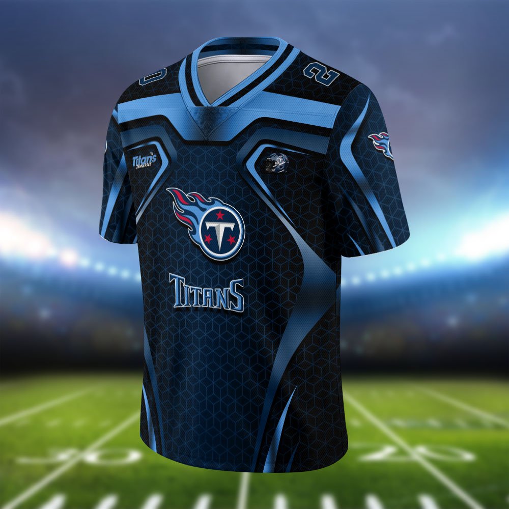 Alternative view of Tennessee Titans Vneck Football Jersey 2024 Version Personalized Your Name And Number, Football Jersey For Football Lovers ETHY-0102275