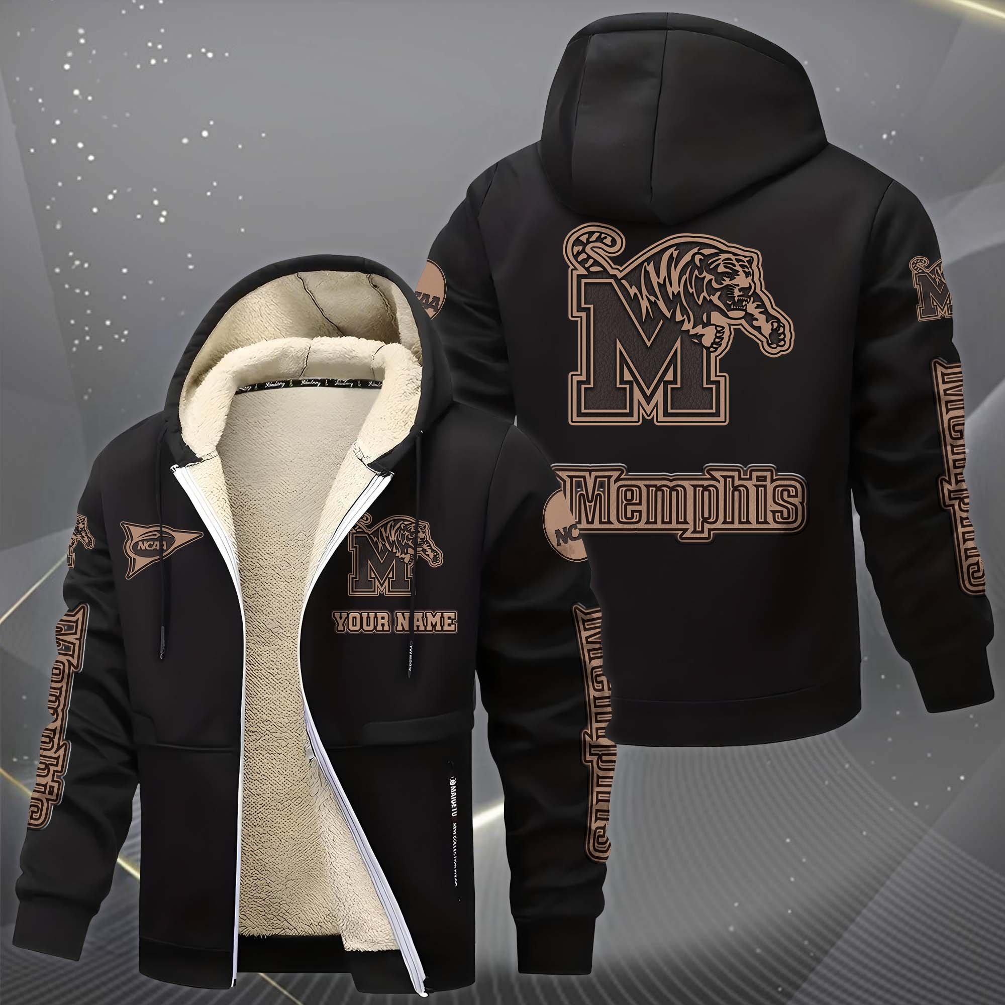 Alternative view of Memphis Tigers Hoodie Zip Velvet Coat Custom Your Name, Sport Jacket, Gifts For Fan EHIVM-0102254