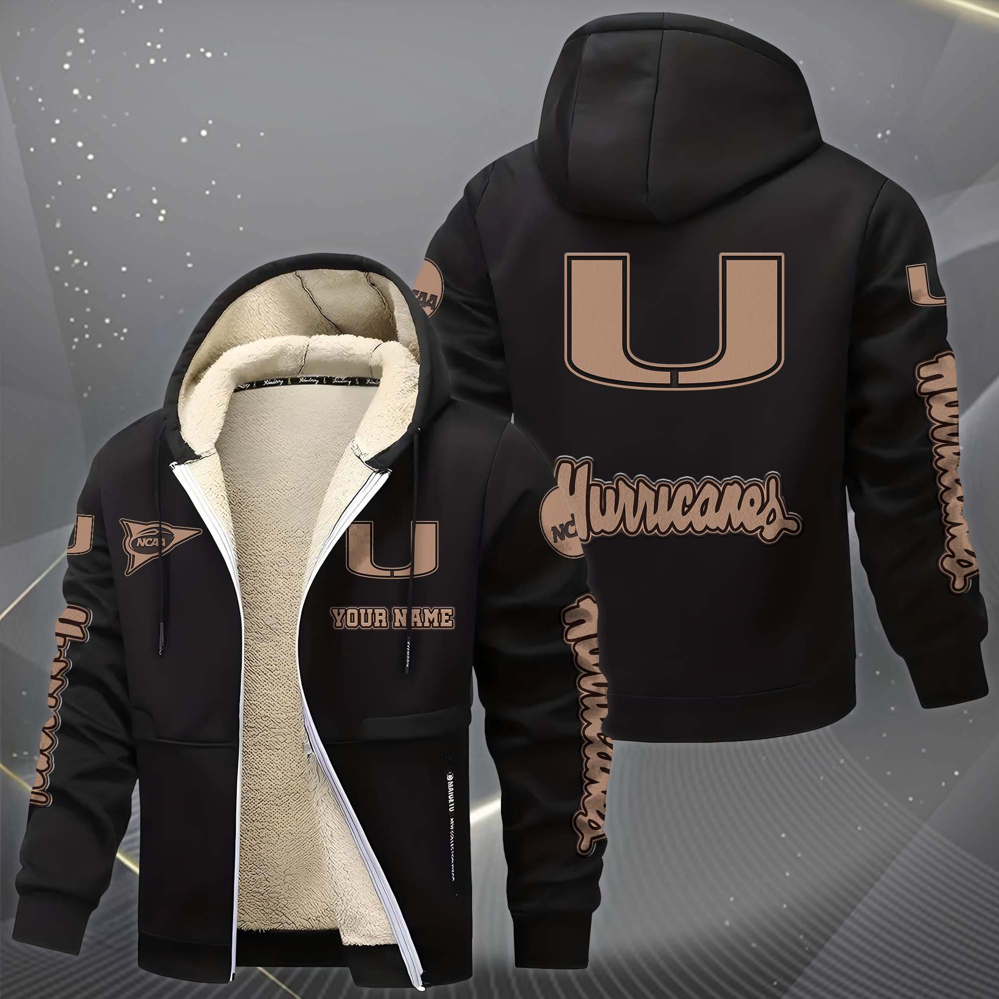 Alternative view of Miami Hurricanes Hoodie Zip Velvet Coat Custom Your Name, Sport Jacket, Gifts For Fan EHIVM-0102254