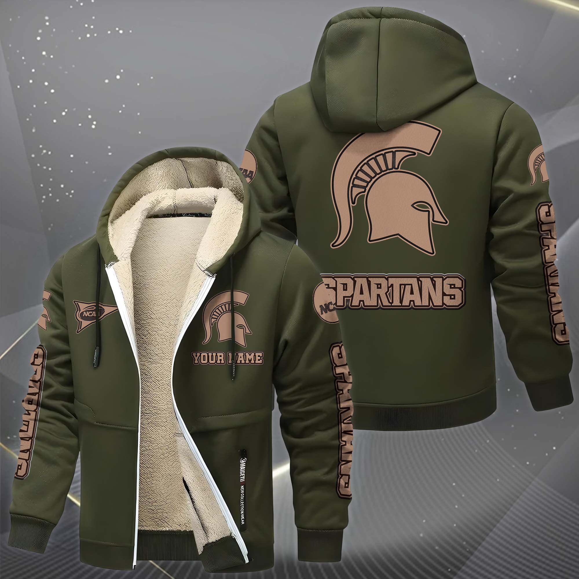 Michigan State Spartans Hoodie Zip Velvet Coat Custom Your Name, Sport Jacket, Gifts For Fan EHIVM-0102254