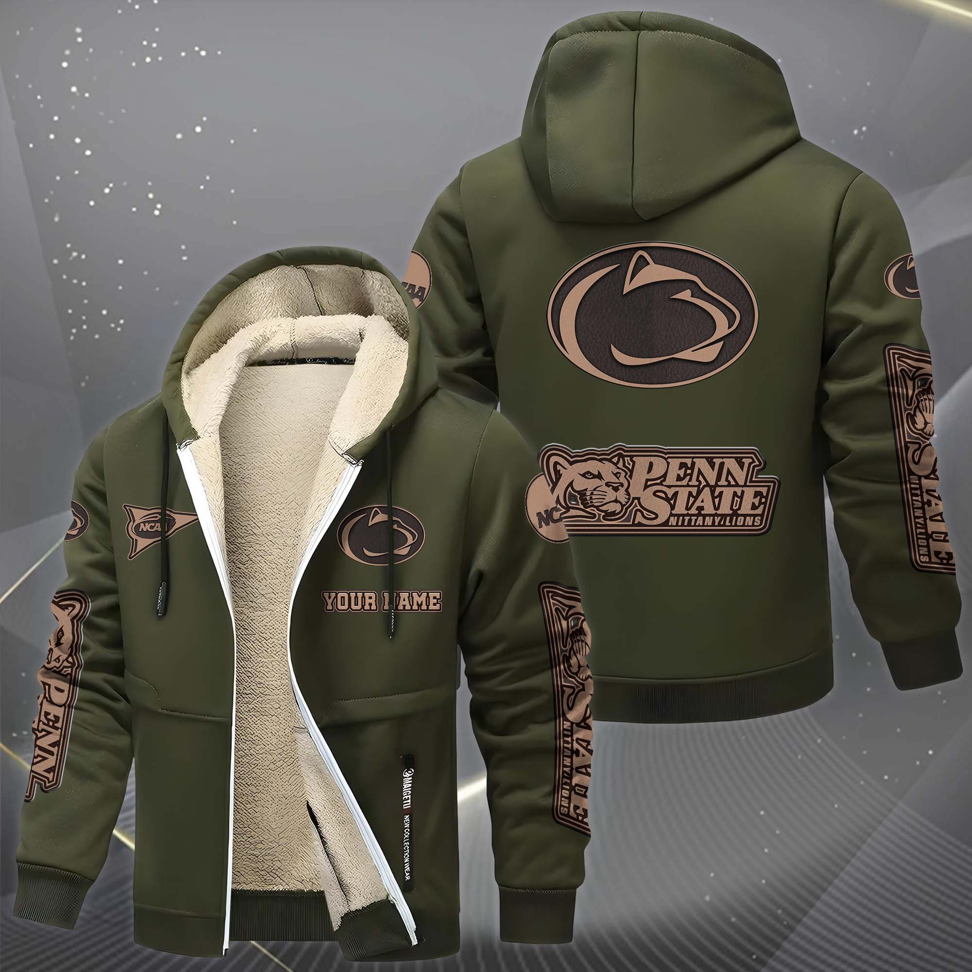 Penn State Nittany Lions Hoodie Zip Velvet Coat Custom Your Name, Sport Jacket, Gifts For Fan EHIVM-0102254