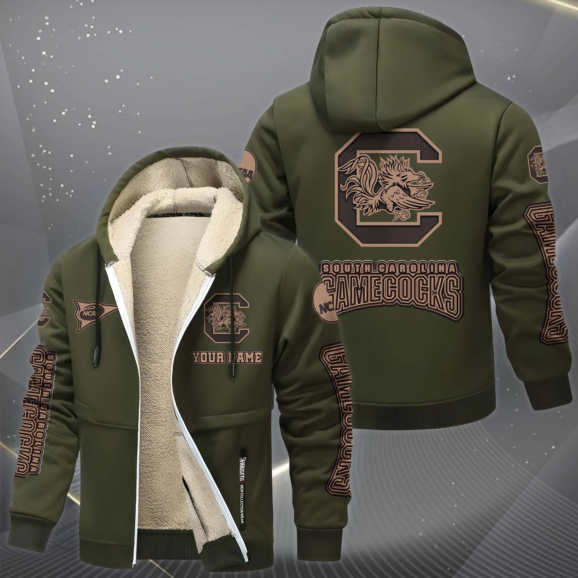 South Carolina Gamecocks Hoodie Zip Velvet Coat Custom Your Name, Sport Jacket, Gifts For Fan EHIVM-0102254