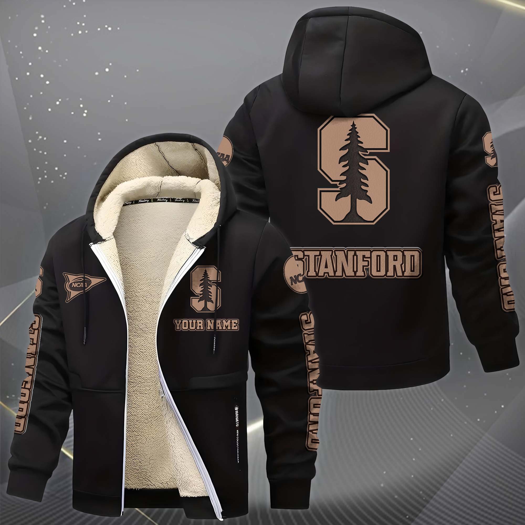 Alternative view of Stanford Cardinal Hoodie Zip Velvet Coat Custom Your Name, Sport Jacket, Gifts For Fan EHIVM-0102254
