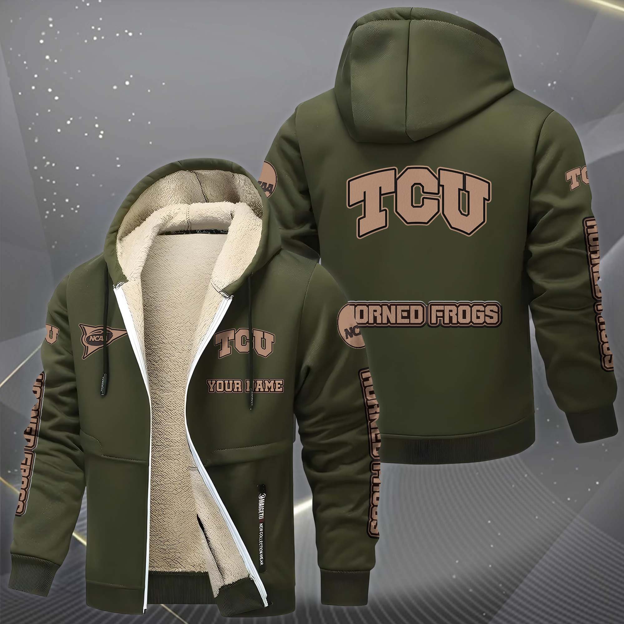 TCU Horned Frogs Hoodie Zip Velvet Coat Custom Your Name, Sport Jacket, Gifts For Fan EHIVM-0102254