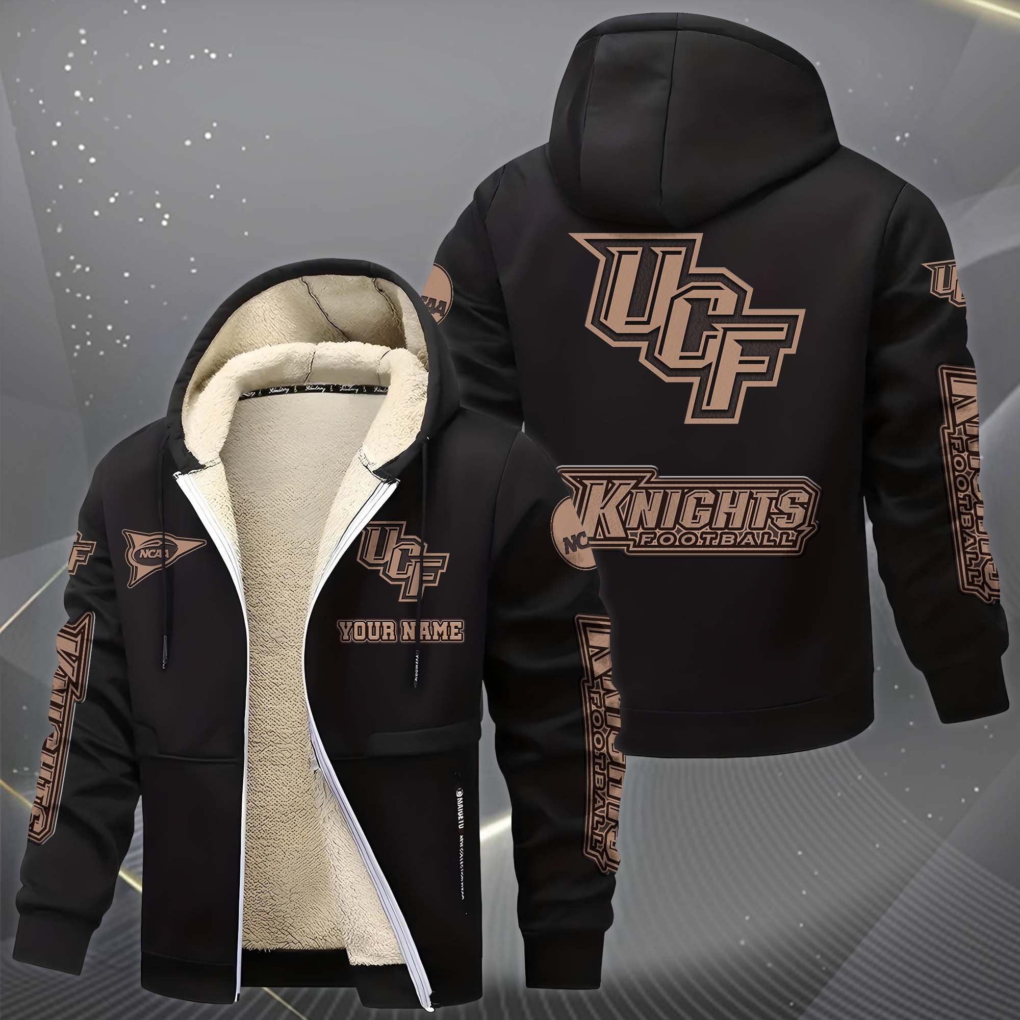 Alternative view of UCF Knights Hoodie Zip Velvet Coat Custom Your Name, Sport Jacket, Gifts For Fan EHIVM-0102254