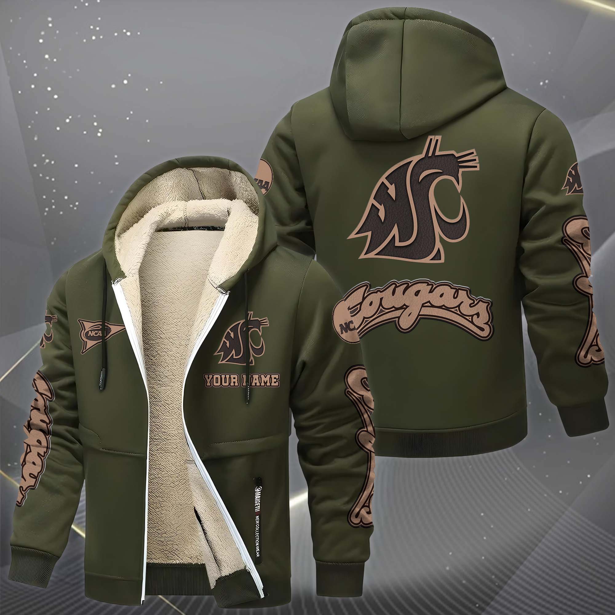 Washington State Cougars Hoodie Zip Velvet Coat Custom Your Name, Sport Jacket, Gifts For Fan EHIVM-0102254