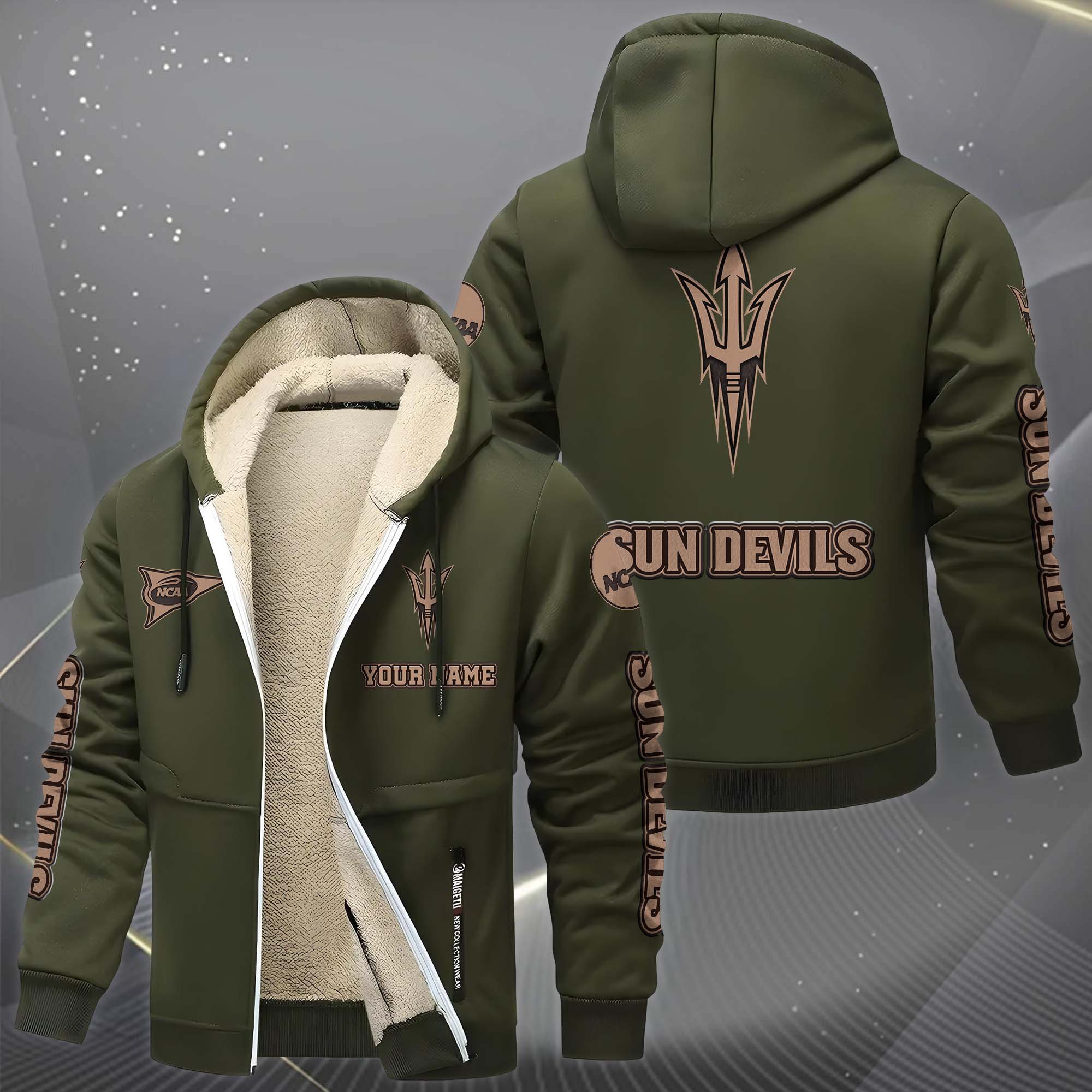 Arizona State Sun Devils Hoodie Zip Velvet Coat Custom Your Name, Sport Jacket, Gifts For Fan EHIVM-0102254