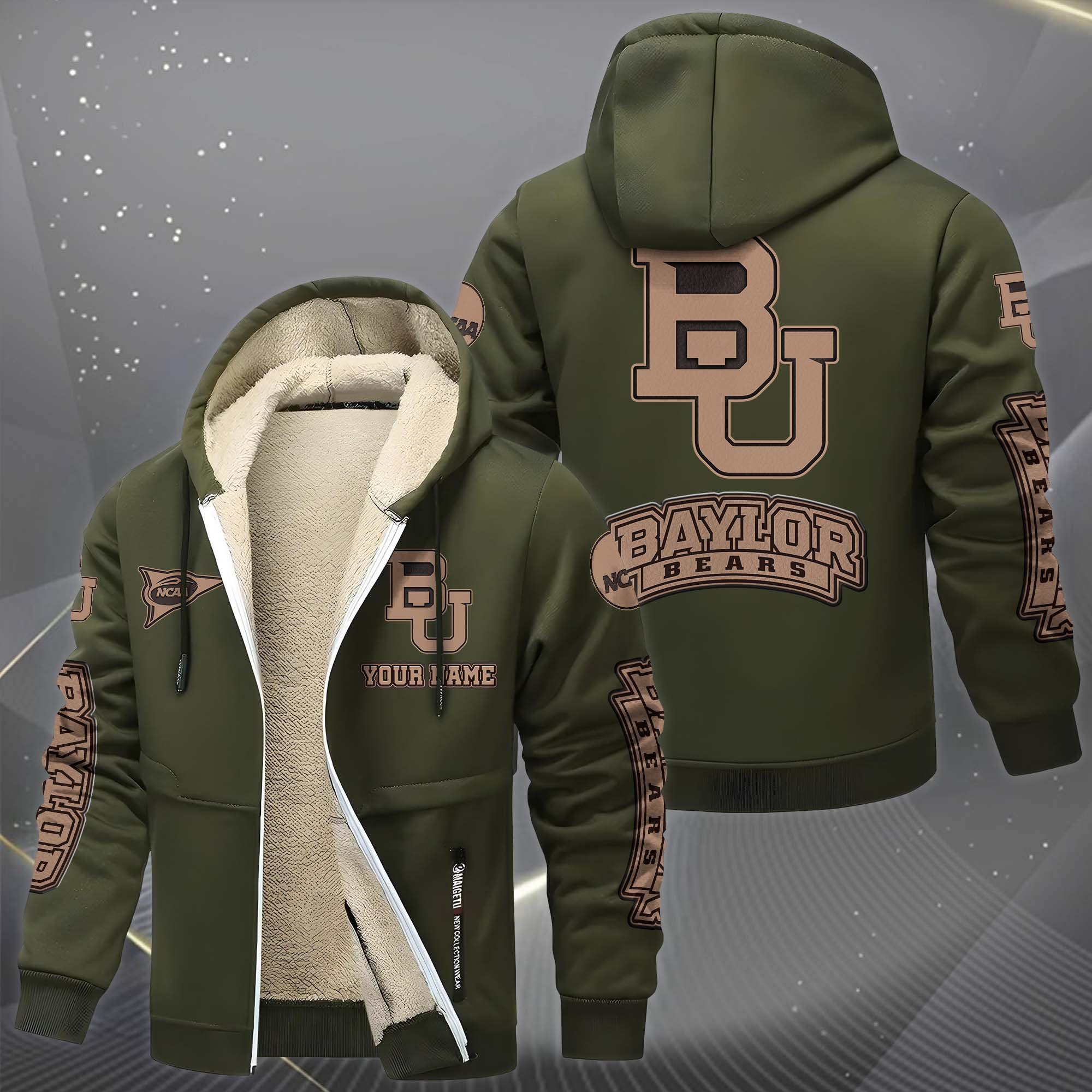 Baylor Bears Hoodie Zip Velvet Coat Custom Your Name, Sport Jacket, Gifts For Fan EHIVM-0102254