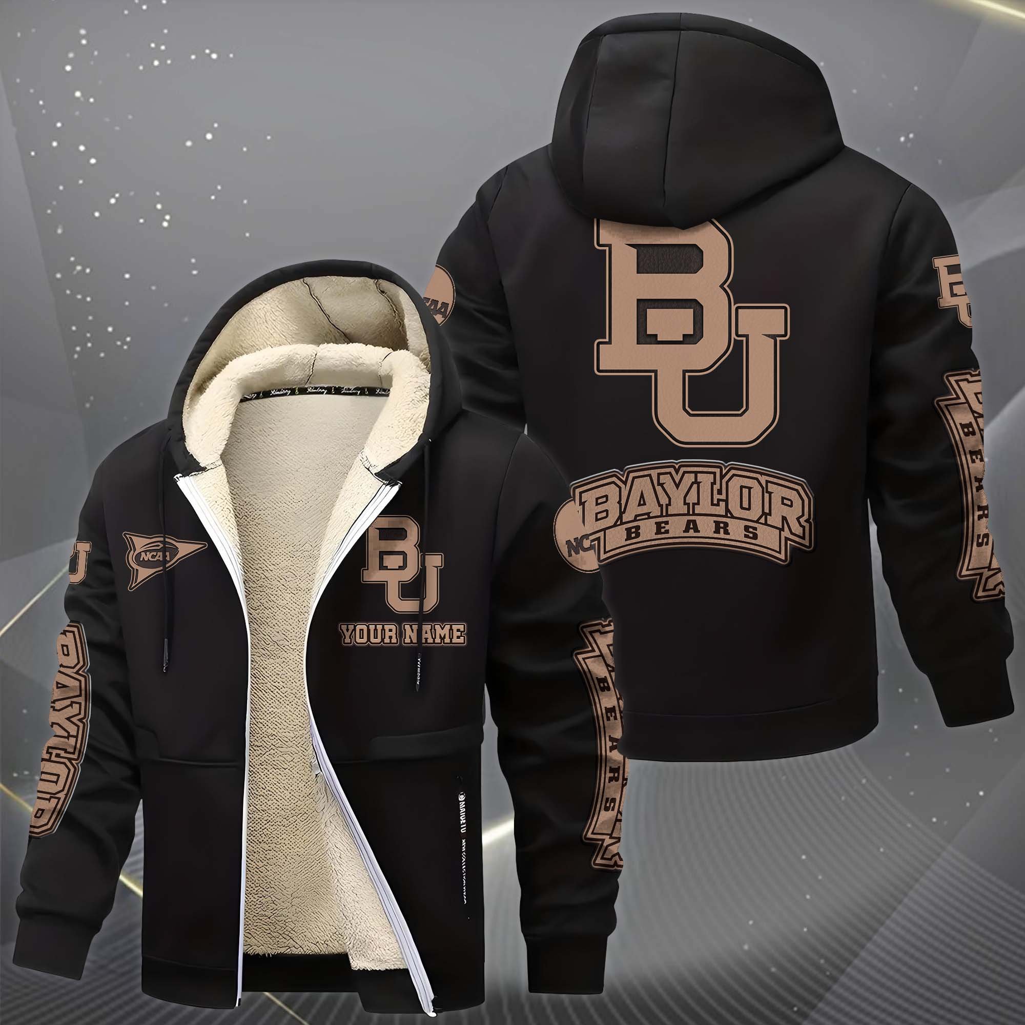 Alternative view of Baylor Bears Hoodie Zip Velvet Coat Custom Your Name, Sport Jacket, Gifts For Fan EHIVM-0102254