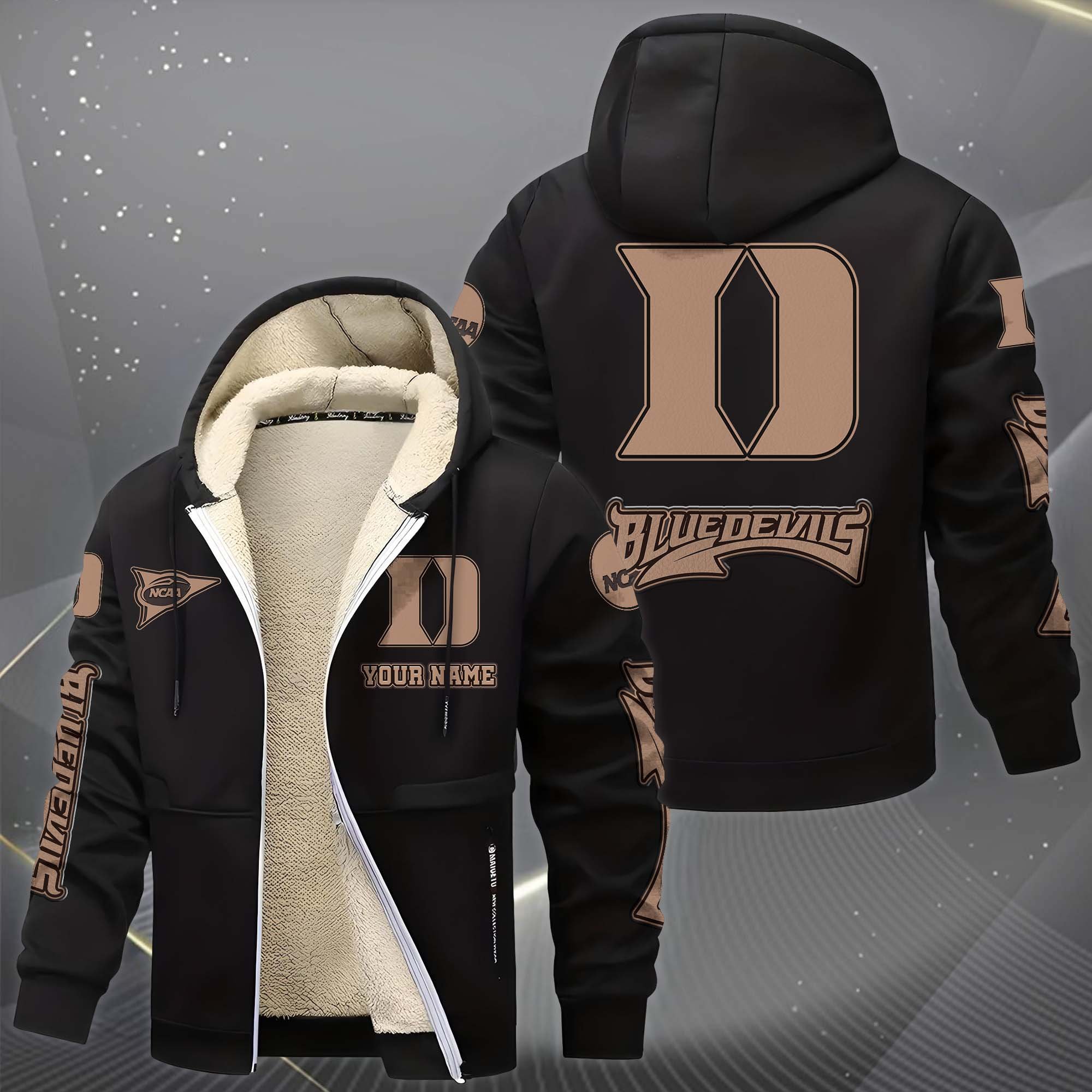 Alternative view of Duke Blue Devils Hoodie Zip Velvet Coat Custom Your Name, Sport Jacket, Gifts For Fan EHIVM-0102254