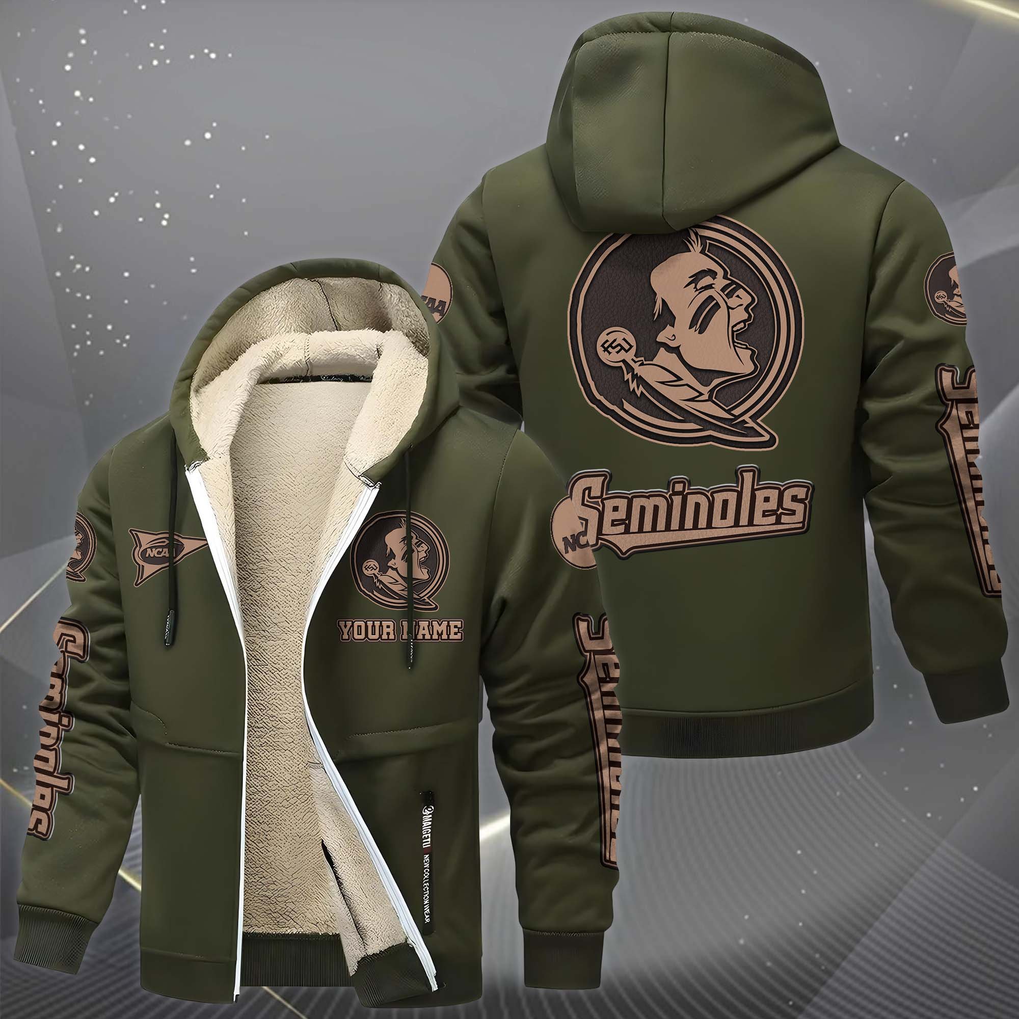 Florida State Seminoles Hoodie Zip Velvet Coat Custom Your Name, Sport Jacket, Gifts For Fan EHIVM-0102254