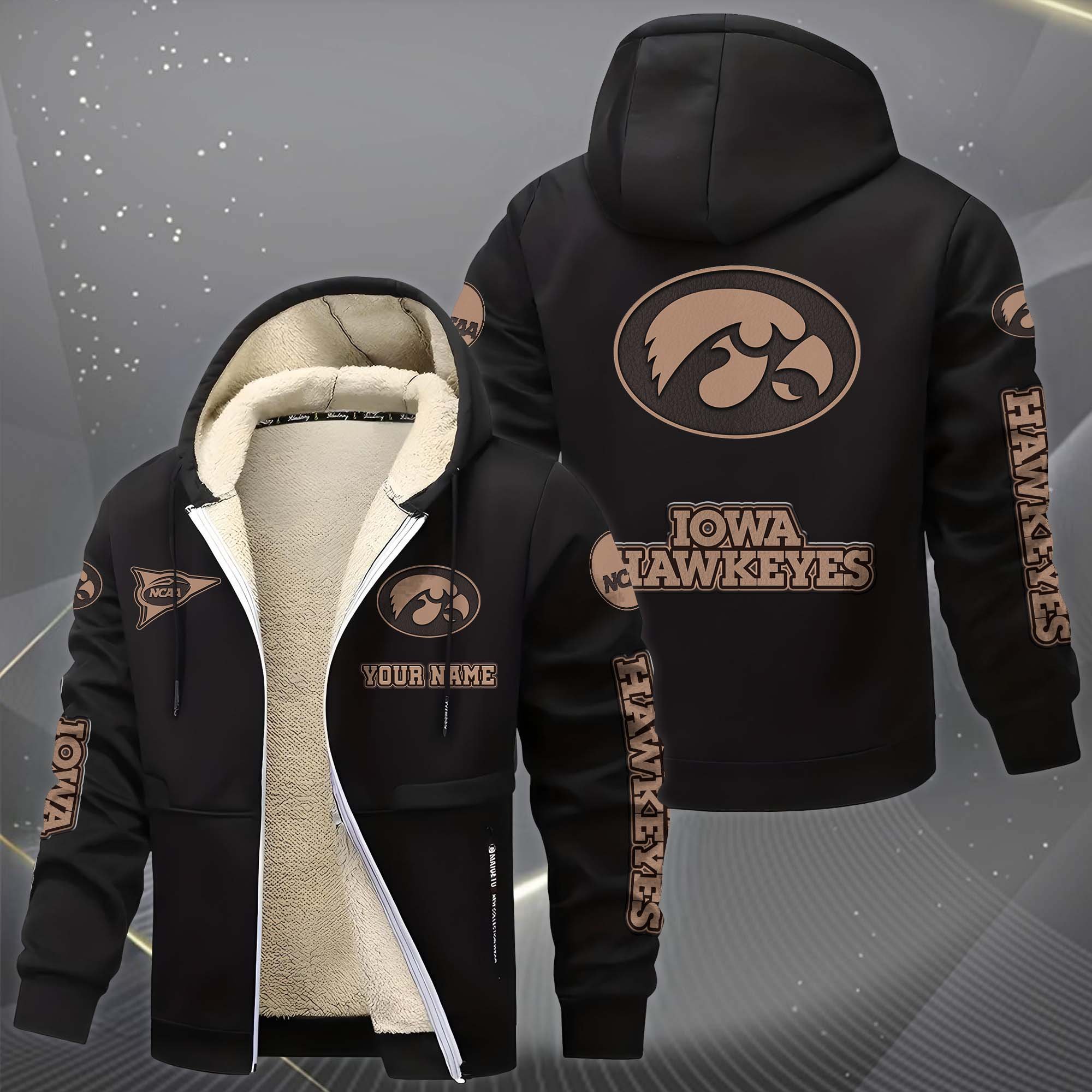 Alternative view of Iowa Hawkeyes Hoodie Zip Velvet Coat Custom Your Name, Sport Jacket, Gifts For Fan EHIVM-0102254