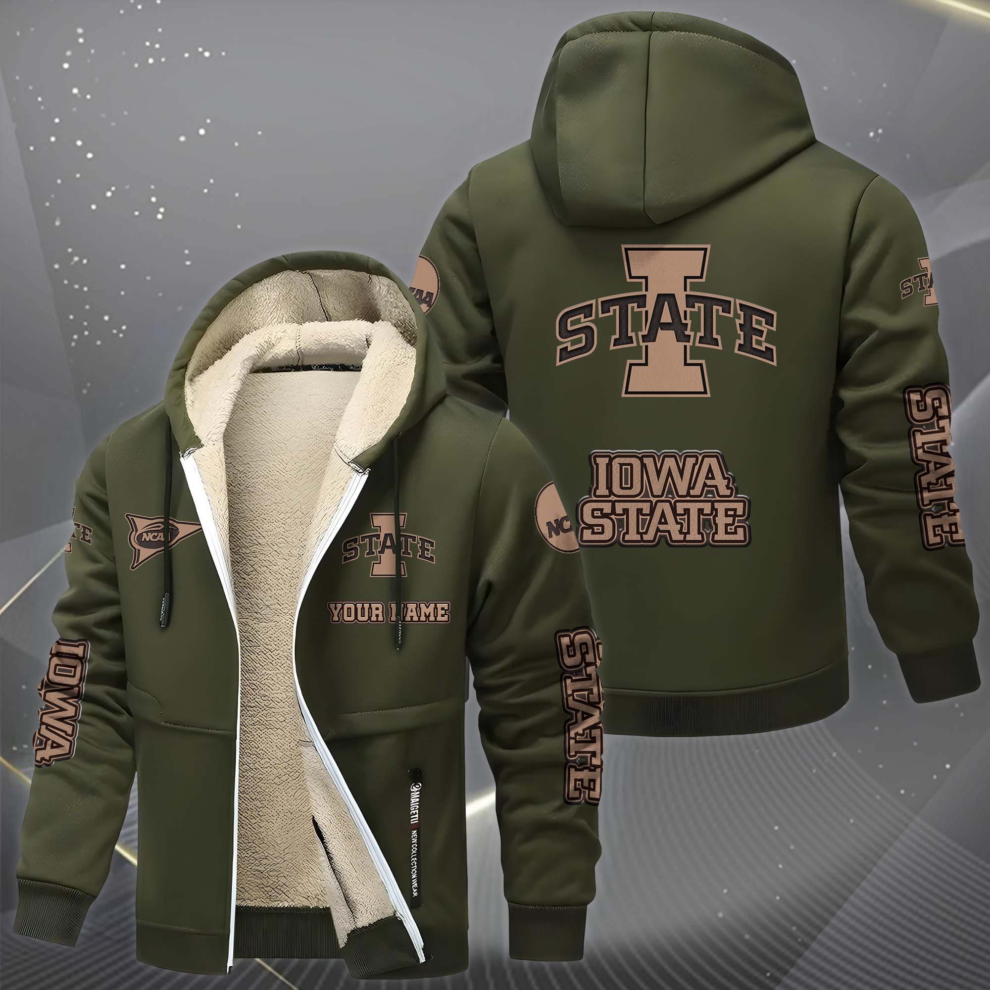Iowa State Cyclones Hoodie Zip Velvet Coat Custom Your Name, Sport Jacket, Gifts For Fan EHIVM-0102254