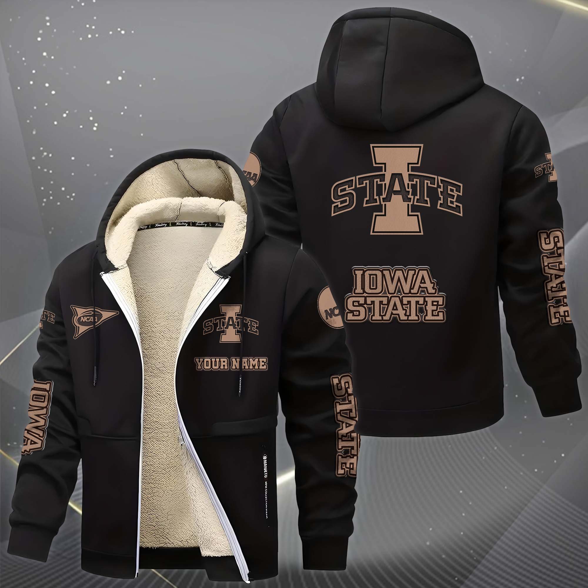 Alternative view of Iowa State Cyclones Hoodie Zip Velvet Coat Custom Your Name, Sport Jacket, Gifts For Fan EHIVM-0102254
