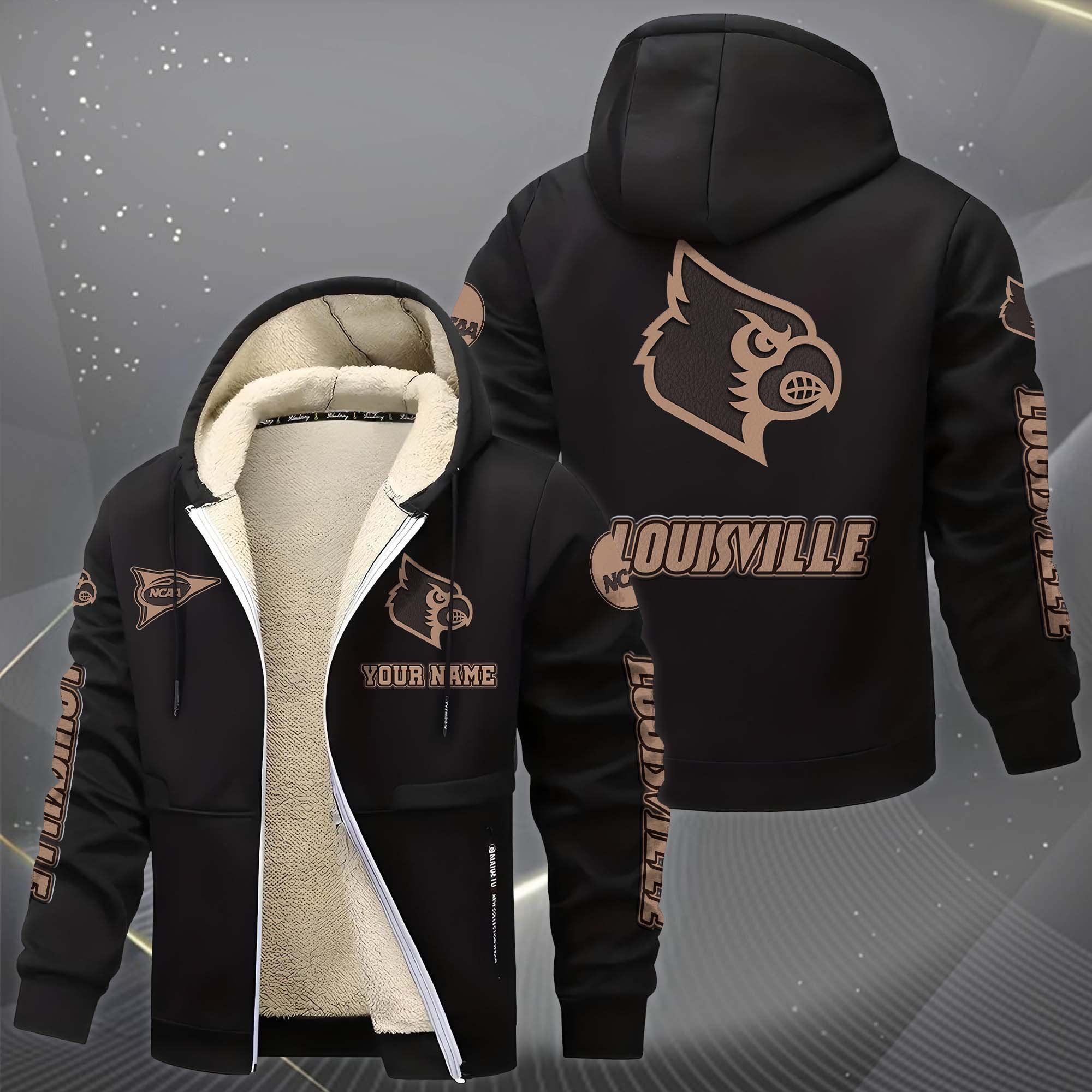 Alternative view of Louisville Cardinals Hoodie Zip Velvet Coat Custom Your Name, Sport Jacket, Gifts For Fan EHIVM-0102254