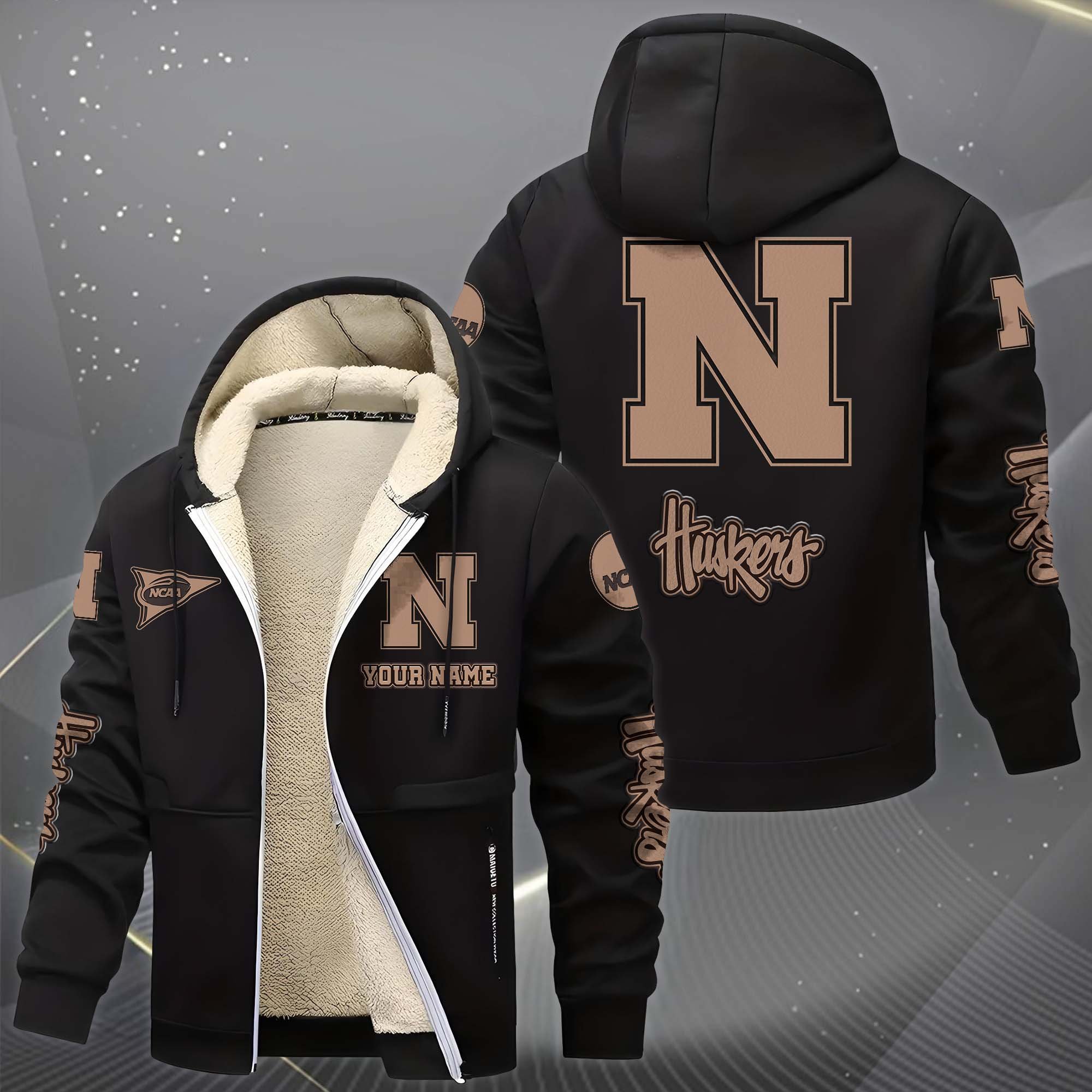 Alternative view of Nebraska Cornhuskers Hoodie Zip Velvet Coat Custom Your Name, Sport Jacket, Gifts For Fan EHIVM-0102254