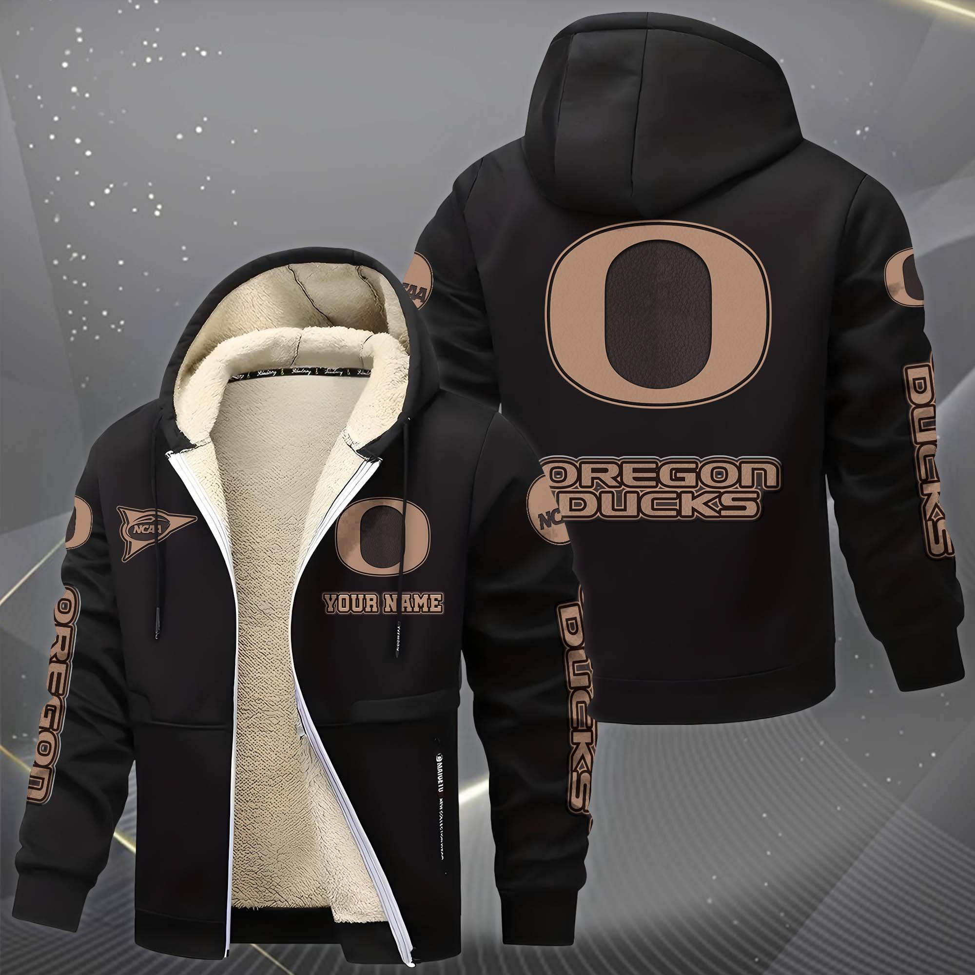Alternative view of Oregon Ducks Hoodie Zip Velvet Coat Custom Your Name, Sport Jacket, Gifts For Fan EHIVM-0102254