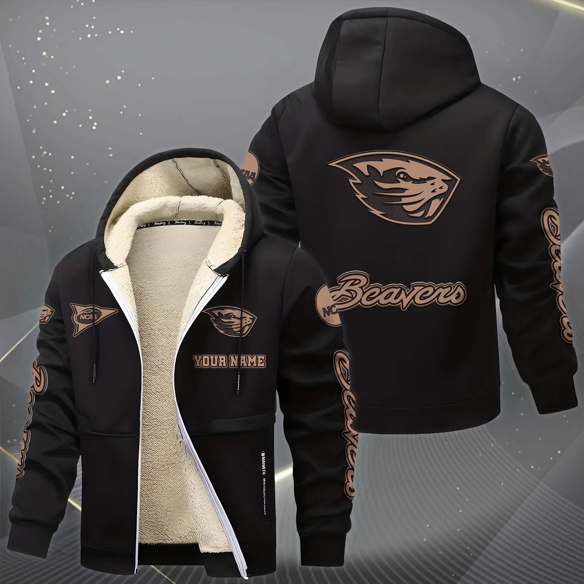 Alternative view of Oregon State Beavers Hoodie Zip Velvet Coat Custom Your Name, Sport Jacket, Gifts For Fan EHIVM-0102254
