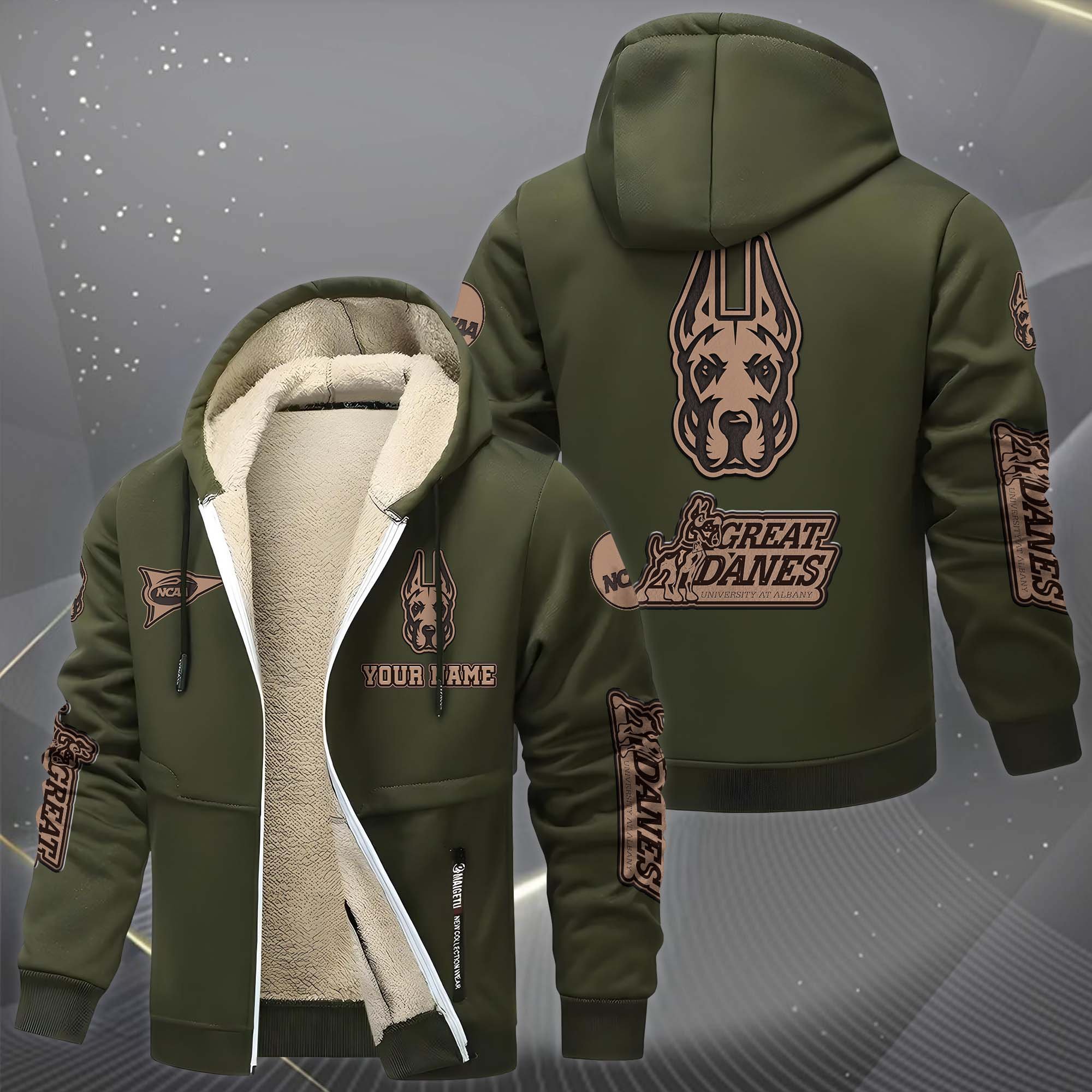 Albany Great Danes Hoodie Zip Velvet Coat Custom Your Name, Sport Jacket, Gifts For Fan EHIVM-0102254