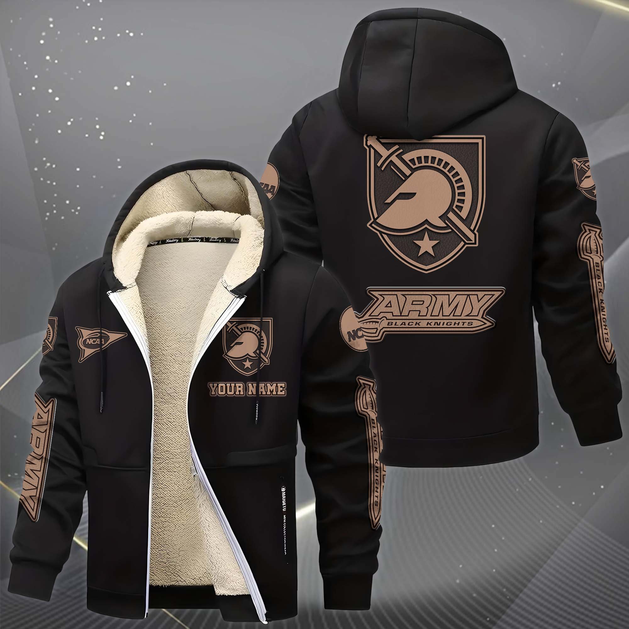 Alternative view of Army Black Knights Hoodie Zip Velvet Coat Custom Your Name, Sport Jacket, Gifts For Fan EHIVM-0102254