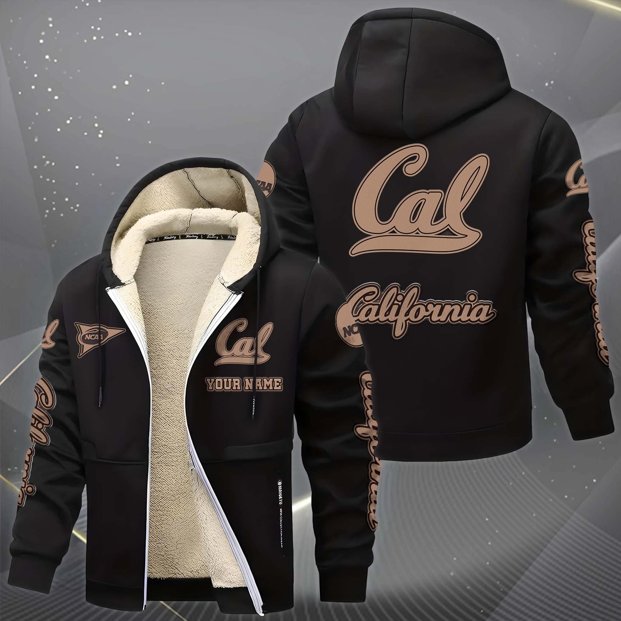 Alternative view of California Golden Bears Hoodie Zip Velvet Coat Custom Your Name, Sport Jacket, Gifts For Fan EHIVM-0102254